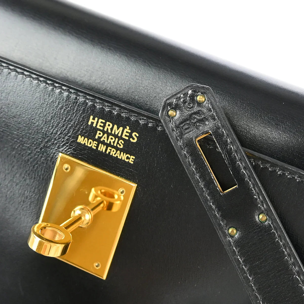 Hermes 2000 Black Box Calf Kelly 35 Retourne 2way Shoulder Handbag