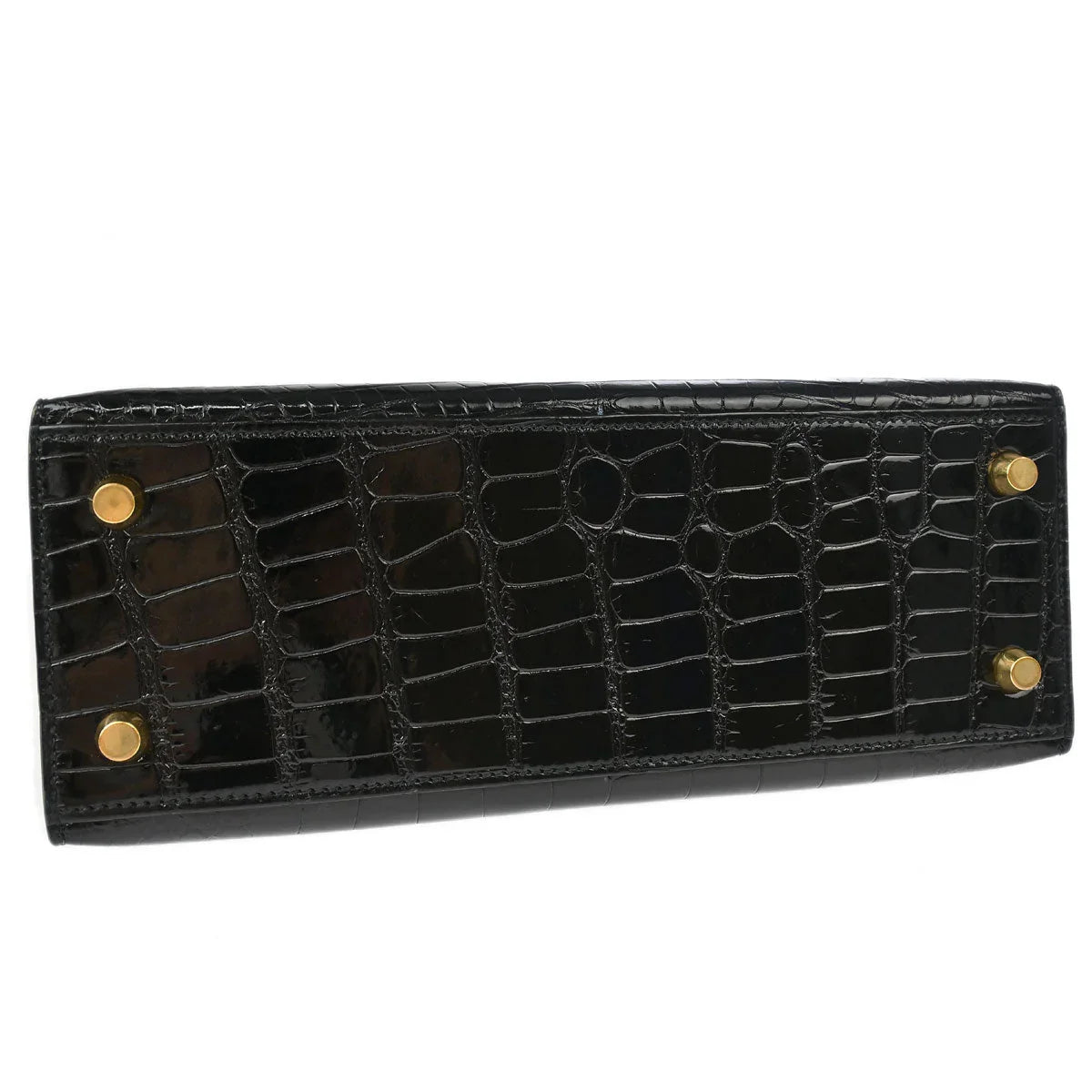 Hermes * Black Alligator Kelly 25 Sellier 2way Shoulder Handbag
