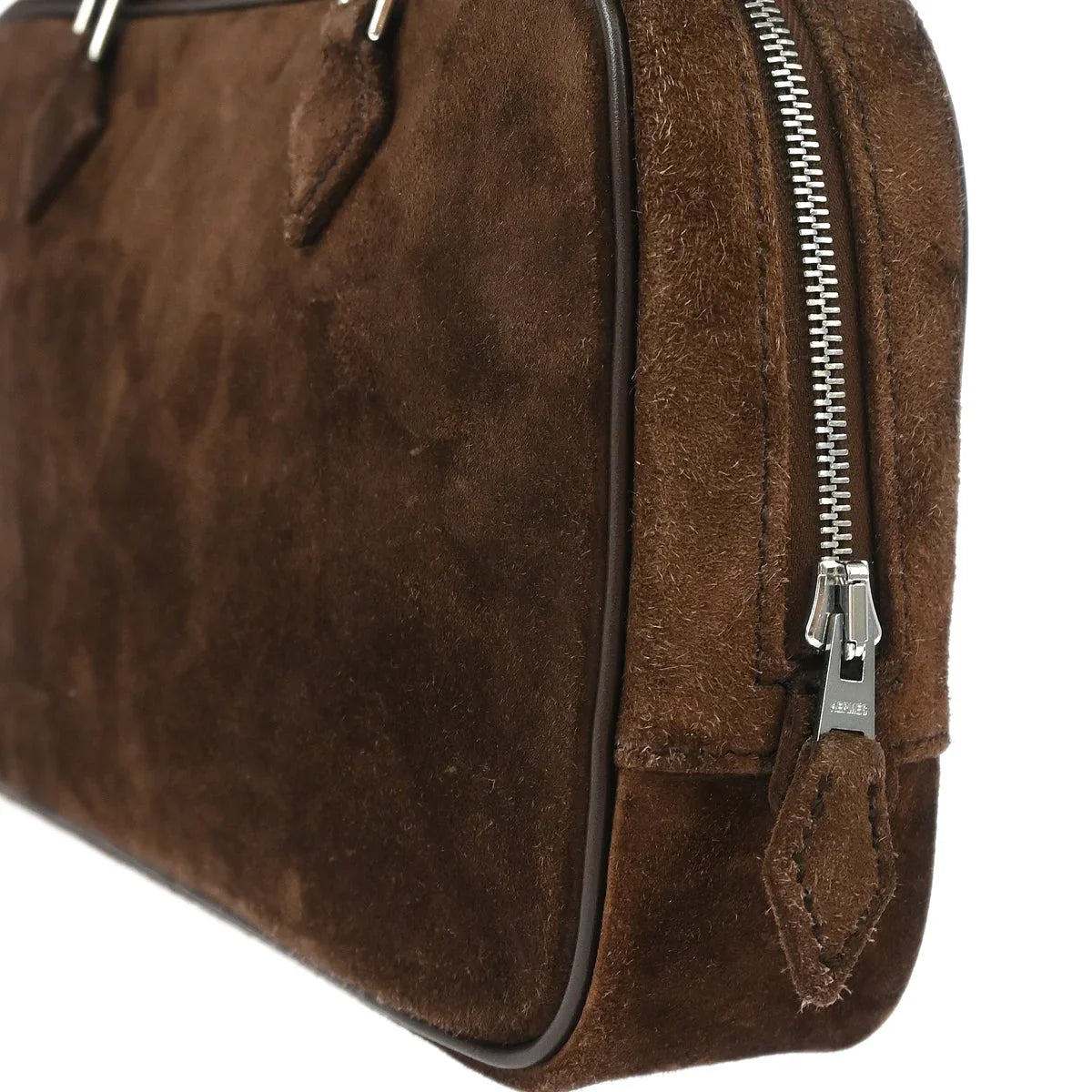 Hermes 2005 Chocolat Doblis Box Veau Velours Plume Elan PM 28 Handbag