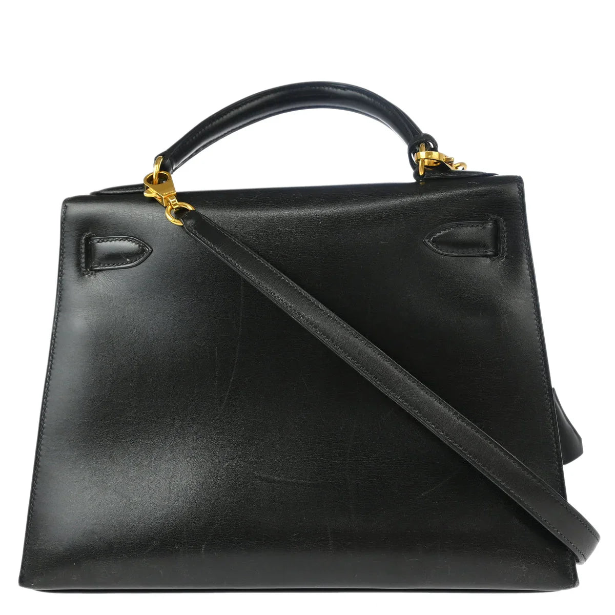 Hermes Black Box Calf Kelly 28 Sellier 2way Shoulder Handbag