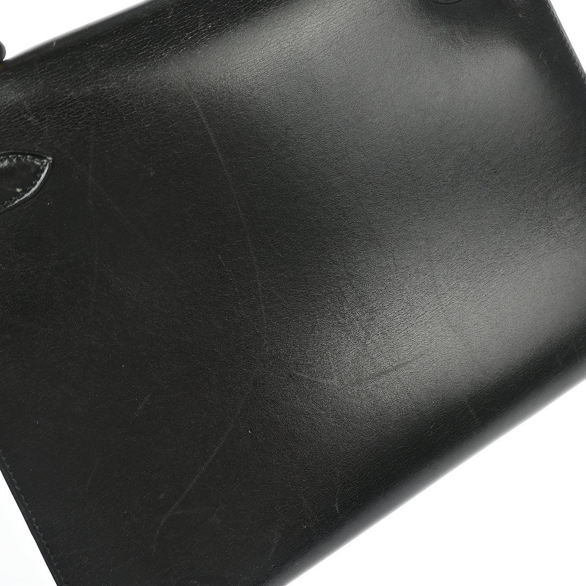 Hermes Black Box Calf Kelly 28 Sellier 2way Shoulder Handbag