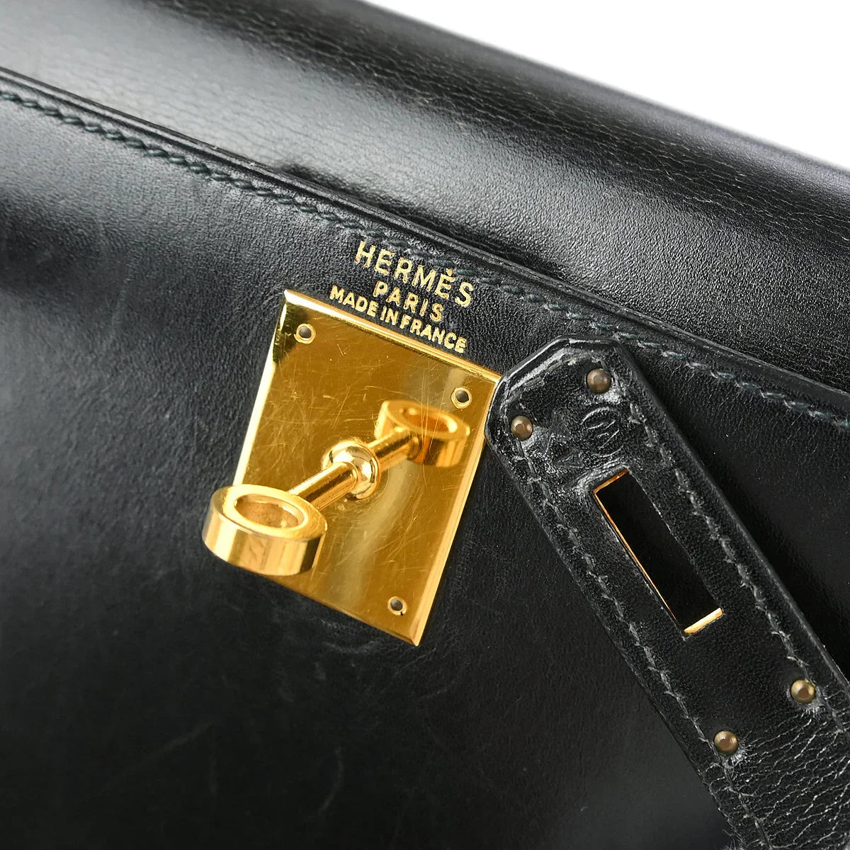 Hermes Black Box Calf Kelly 28 Sellier 2way Shoulder Handbag