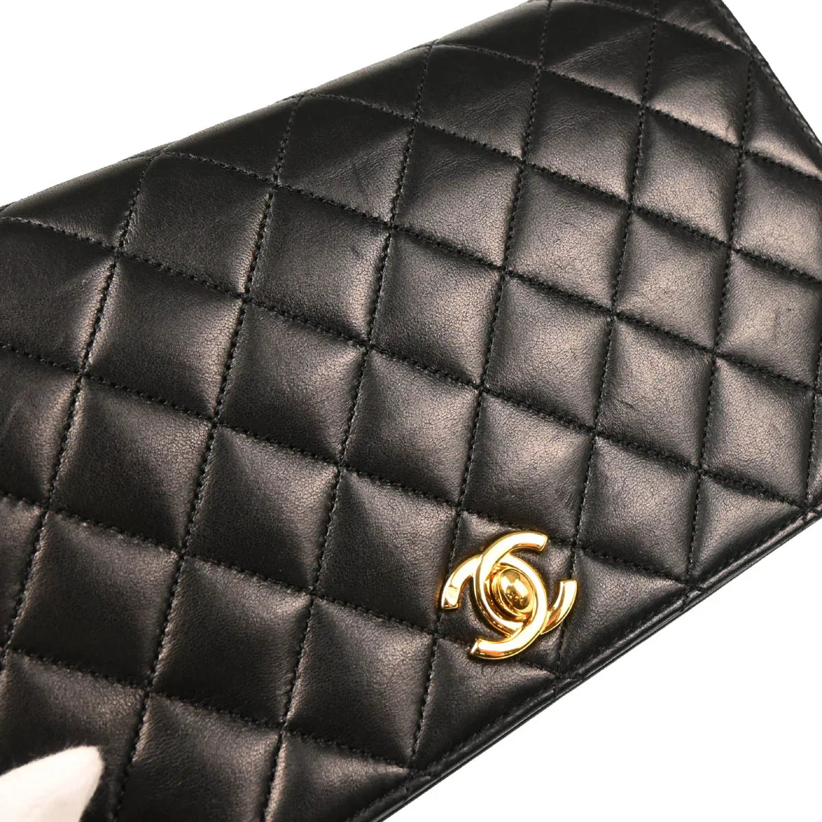 Chanel 2006-2008 Black Lambskin Turnlock Small Full Flap Shoulder Bag