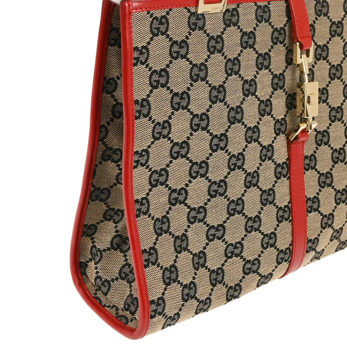 Gucci Red Beige GG Jackie Hobo Handbag
