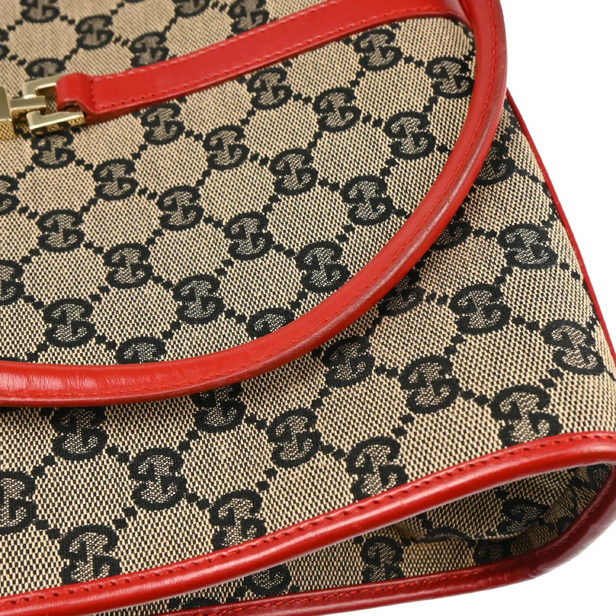 Gucci Red Beige GG Jackie Hobo Handbag