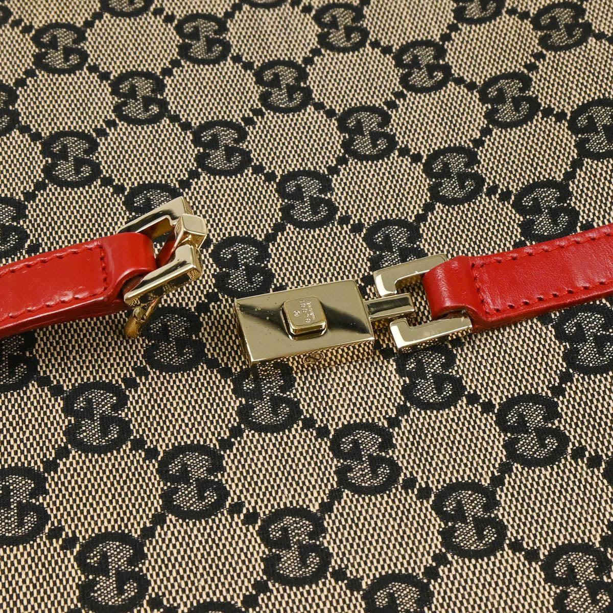 Gucci Red Beige GG Jackie Hobo Handbag