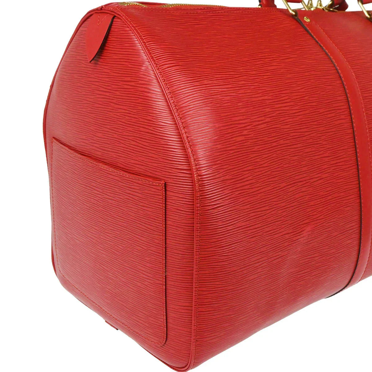 Louis Vuitton 1998 Red Epi Keepall 55 Travel Handbag M42957