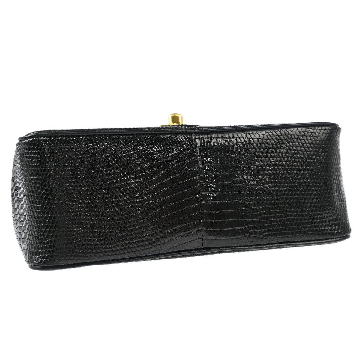Chanel 1989-1991 * Black Lizard Mini Classic Square Flap Shoulder Bag
