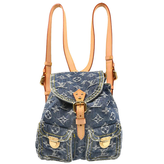 Louis Vuitton 2006 Blue Monogram Denim Sac a Dos PM Backpack M95057