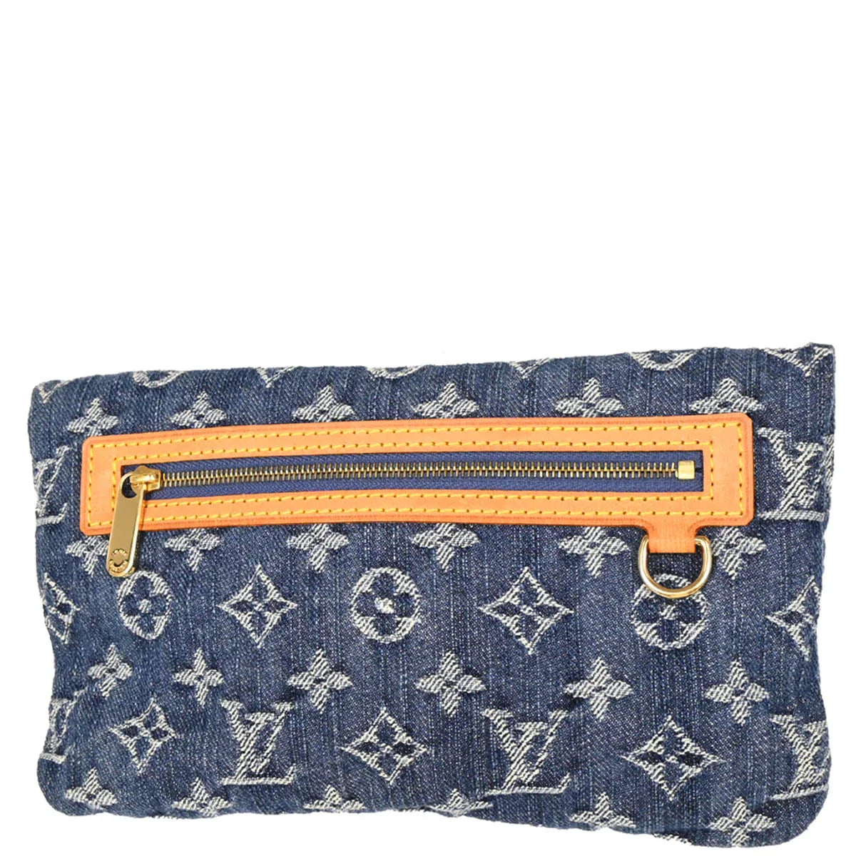 Louis Vuitton 2006 Blue Monogram Denim Pochette Plat Clutch Bag M95007