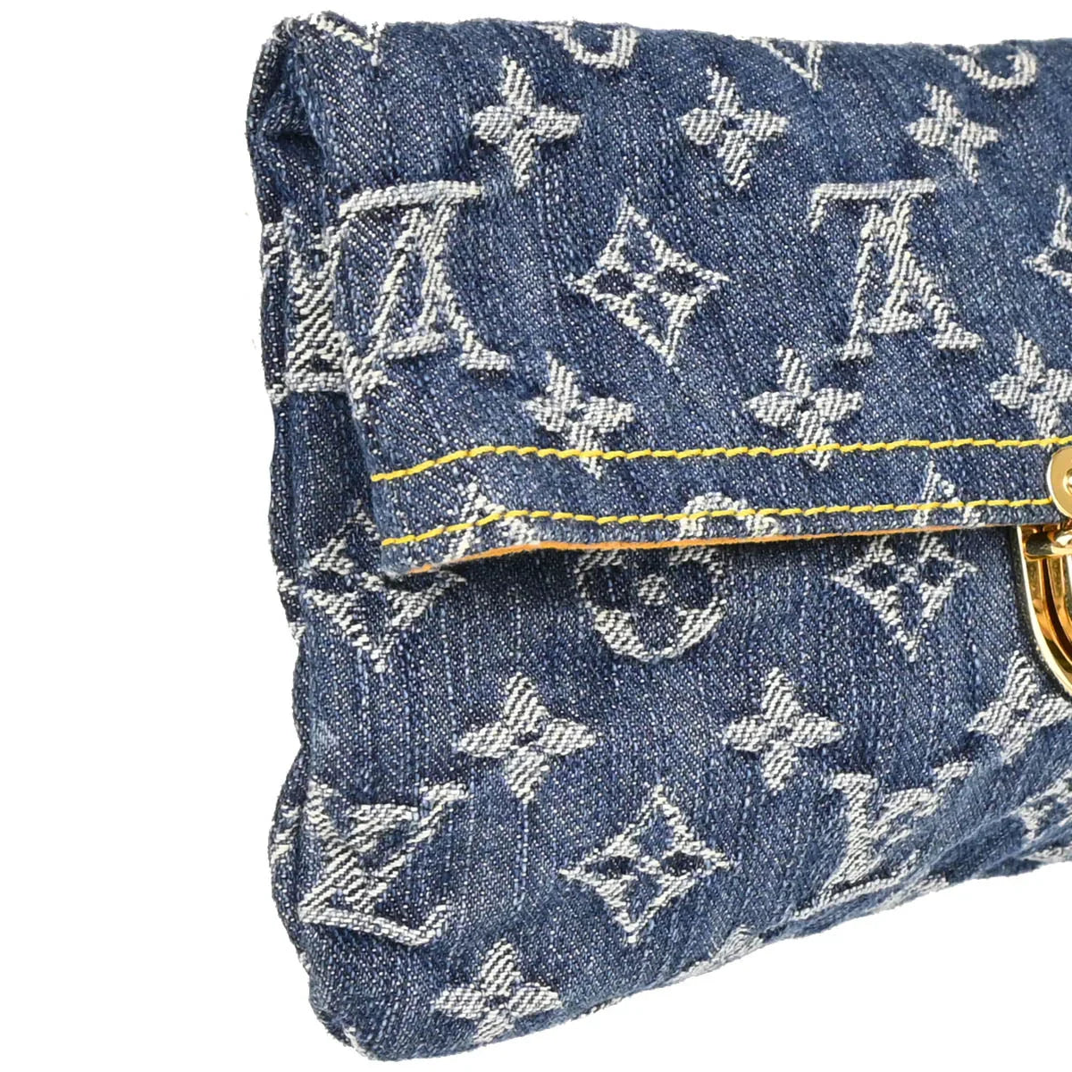 Louis Vuitton 2006 Blue Monogram Denim Pochette Plat Clutch Bag M95007