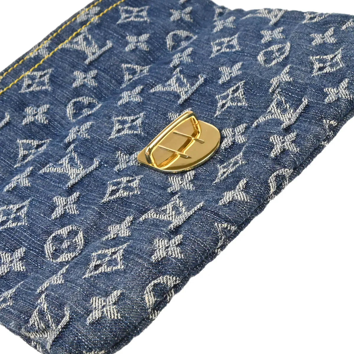 Louis Vuitton 2006 Blue Monogram Denim Pochette Plat Clutch Bag M95007
