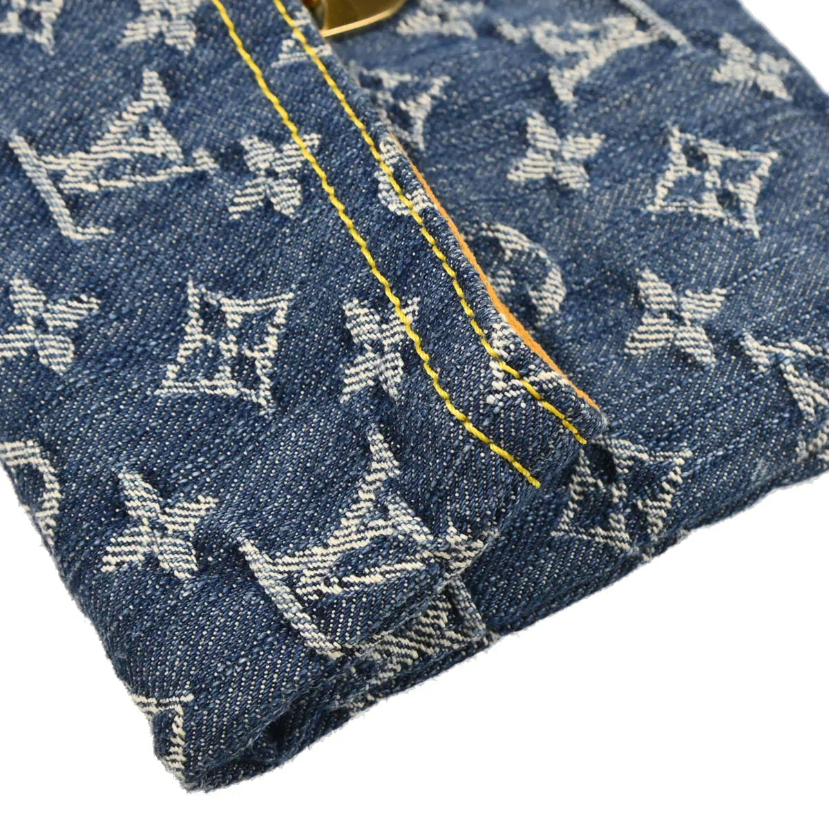 Louis Vuitton 2006 Blue Monogram Denim Pochette Plat Clutch Bag M95007
