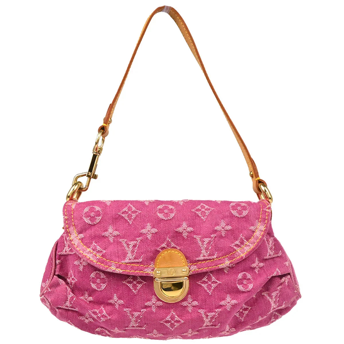 Louis Vuitton 2006 Pink Monogram Denim Mini Pleaty Handbag M95216