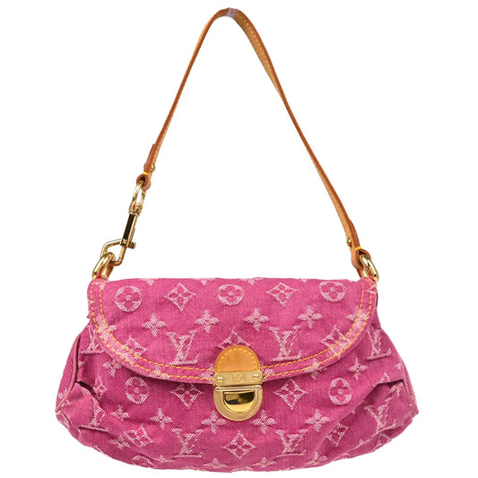 Louis Vuitton 2006 Pink Monogram Denim Mini Pleaty Handbag M95216