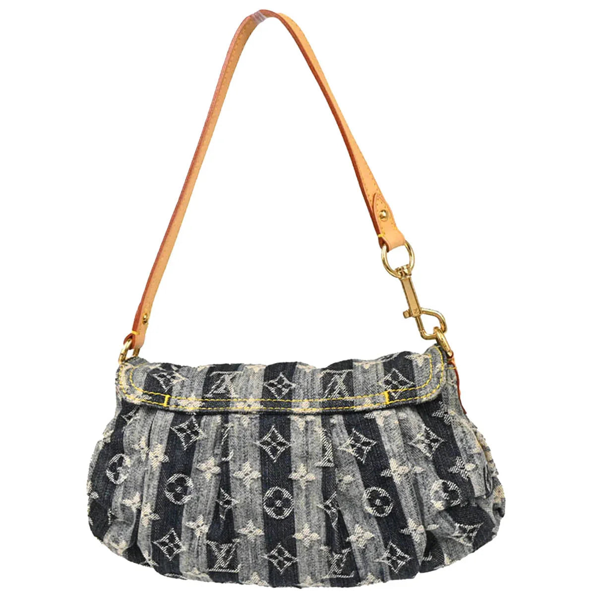Louis Vuitton 2006 Blue Monogram Denim Mini Pleaty Raye Handbag M95333