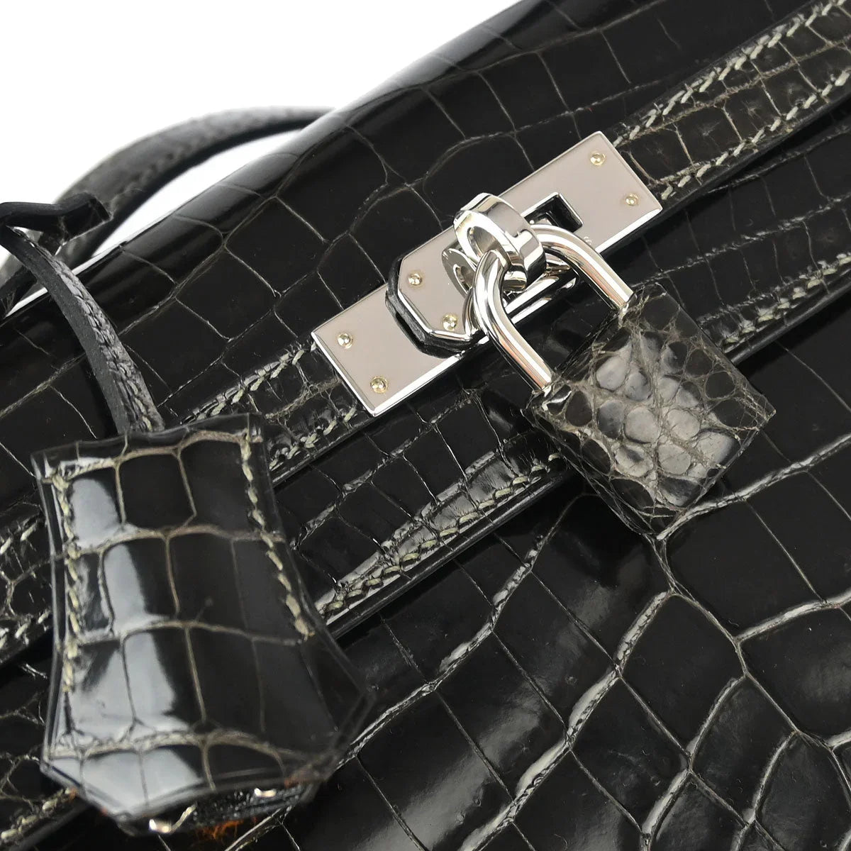 Hermes 2006* Graphite Niloticus Kelly 25 Sellier 2way Shoulder Handbag
