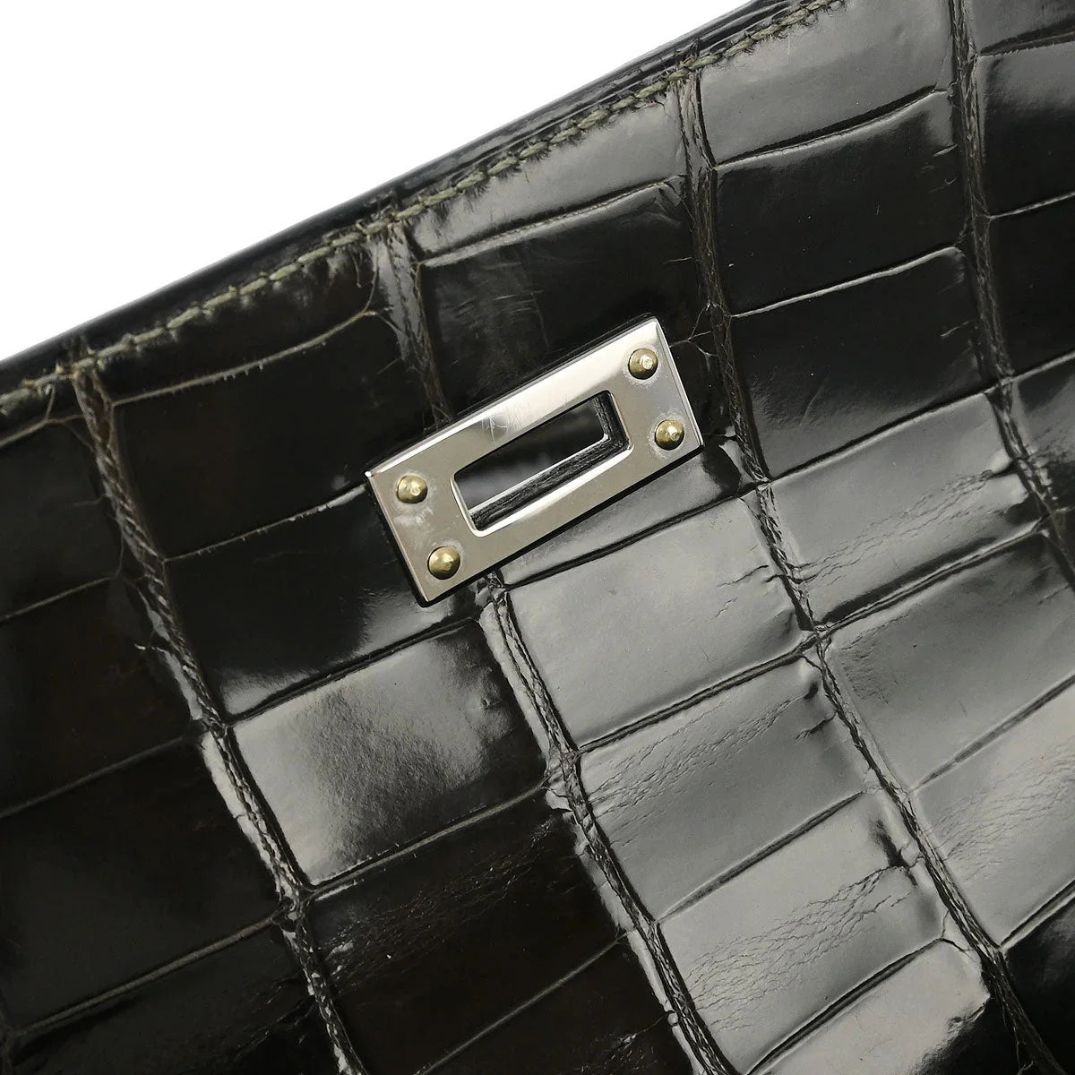 Hermes 2006* Graphite Niloticus Kelly 25 Sellier 2way Shoulder Handbag