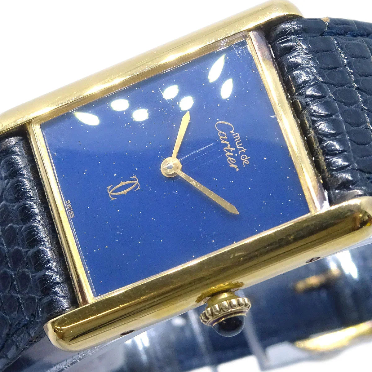 Cartier * Must Tank Manual-winding Watch SV925 Lapis Lazuli