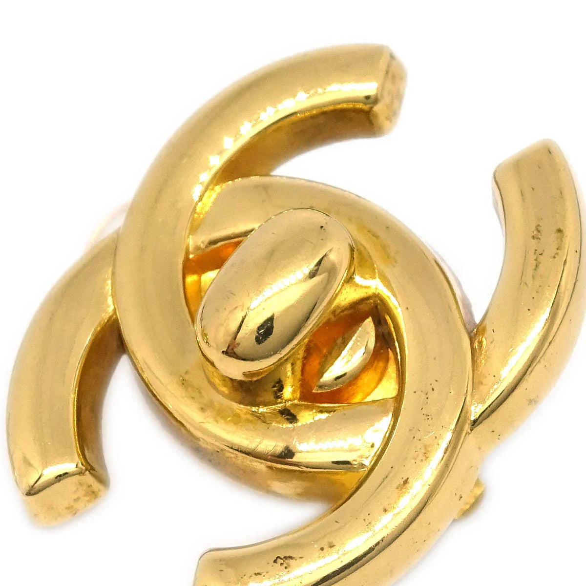 Chanel CC Turnlock Earrings Clip-On Gold Small 96A