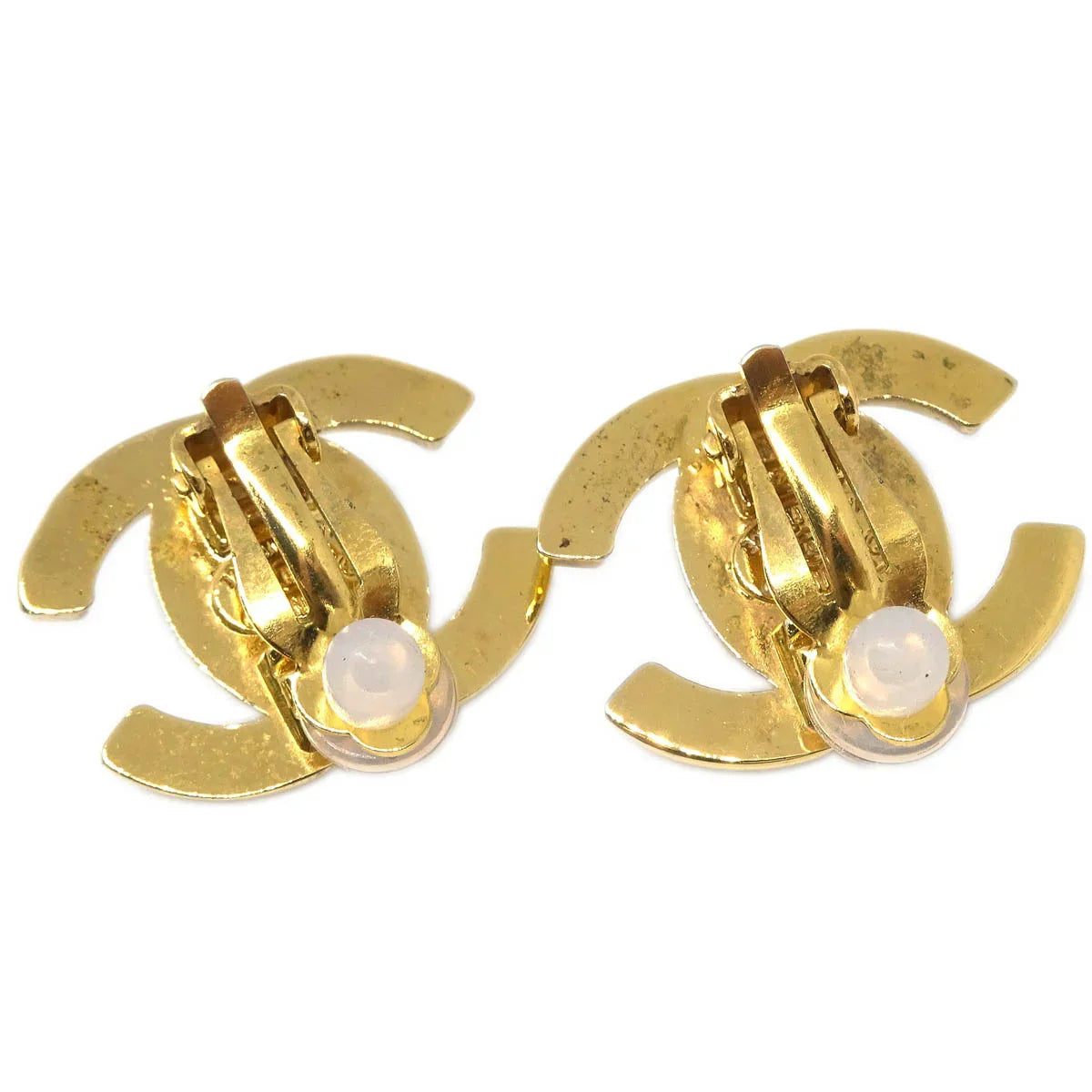 Chanel CC Turnlock Earrings Clip-On Gold Small 96A