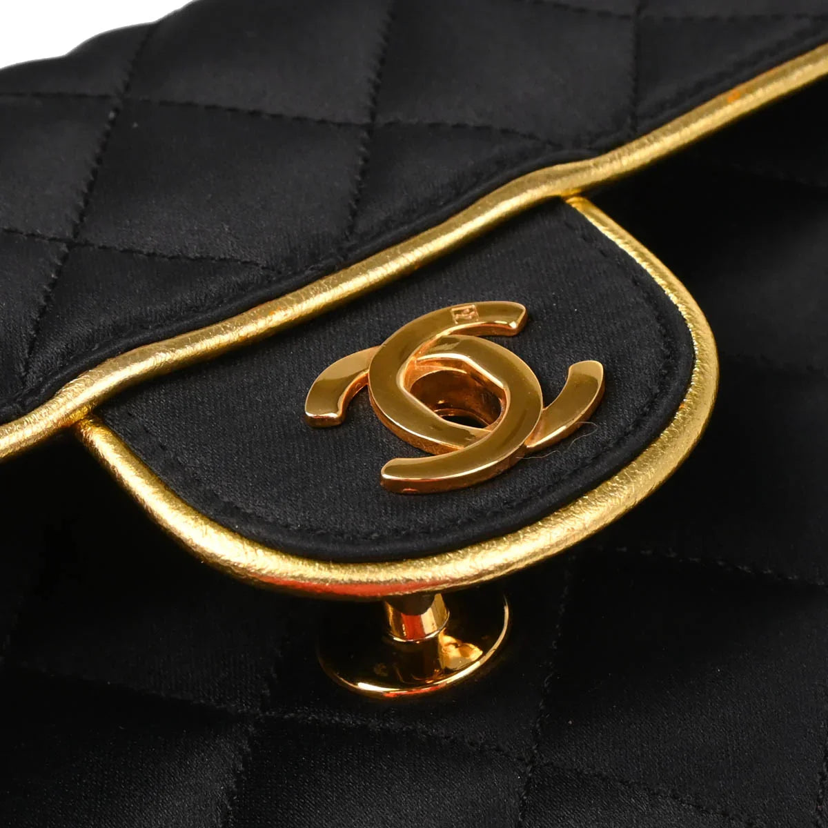 Chanel 1989-1991 Black Satin Mini Classic Square Flap Shoulder Bag