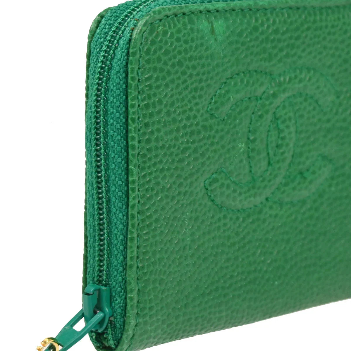 Chanel 1994-1996 Green Caviar Coin Purse Wallet