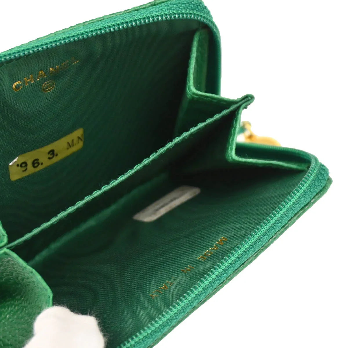 Chanel 1994-1996 Green Caviar Coin Purse Wallet