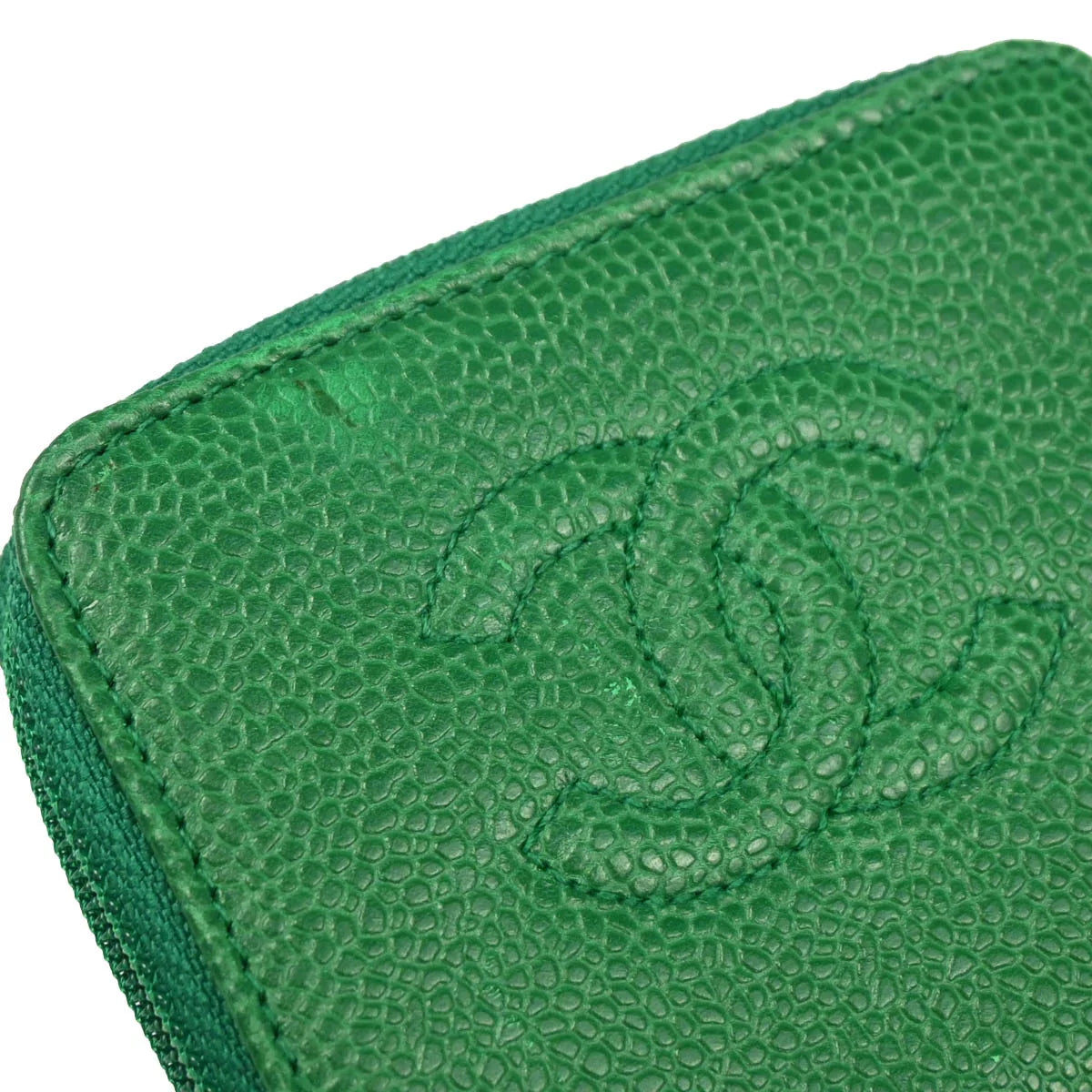 Chanel 1994-1996 Green Caviar Coin Purse Wallet