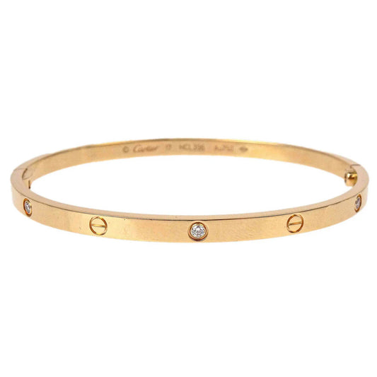 Cartier Love Bracelet Bangle Small Half Diamond HCL396 Au750 #17