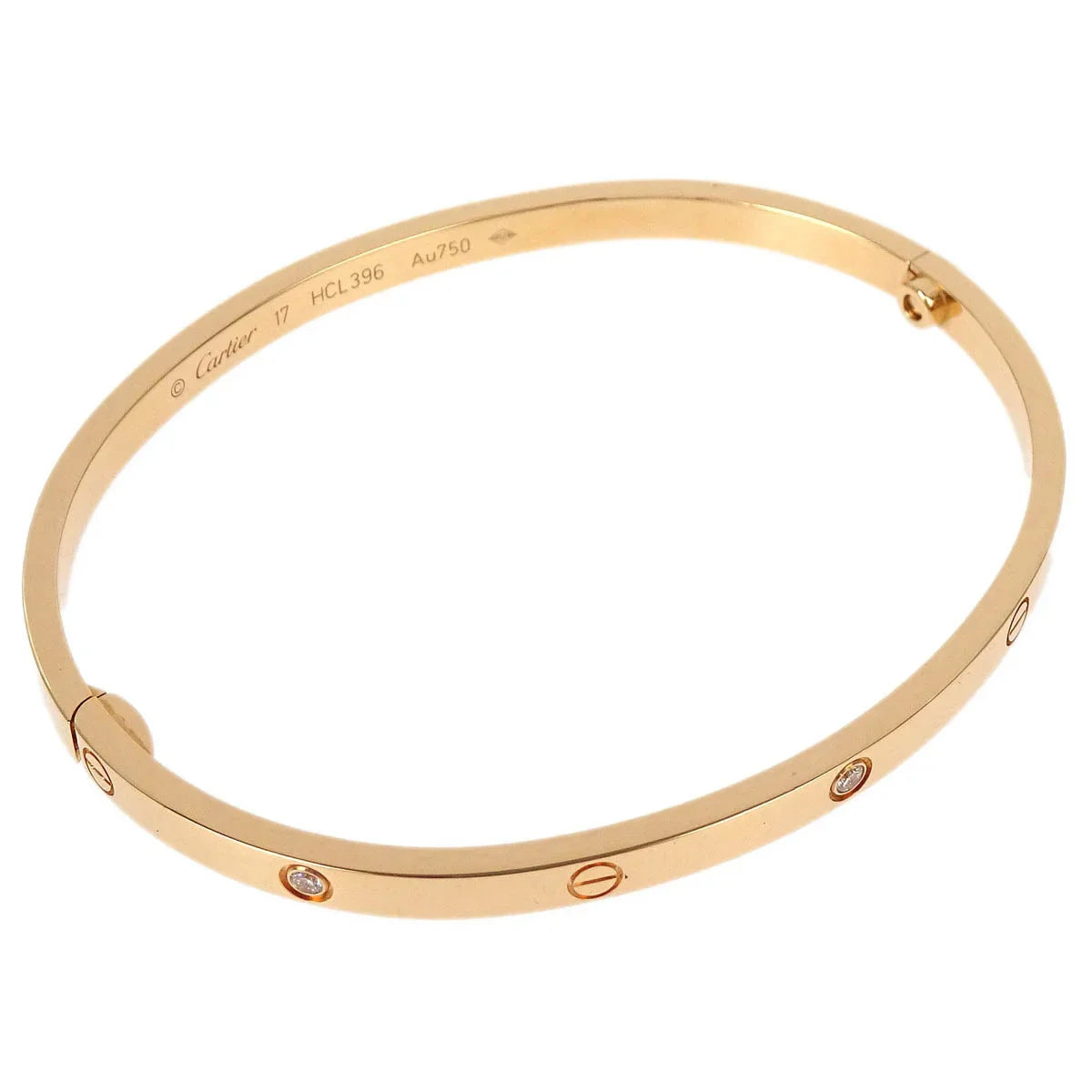 Cartier Love Bracelet Bangle Small Half Diamond HCL396 Au750 #17