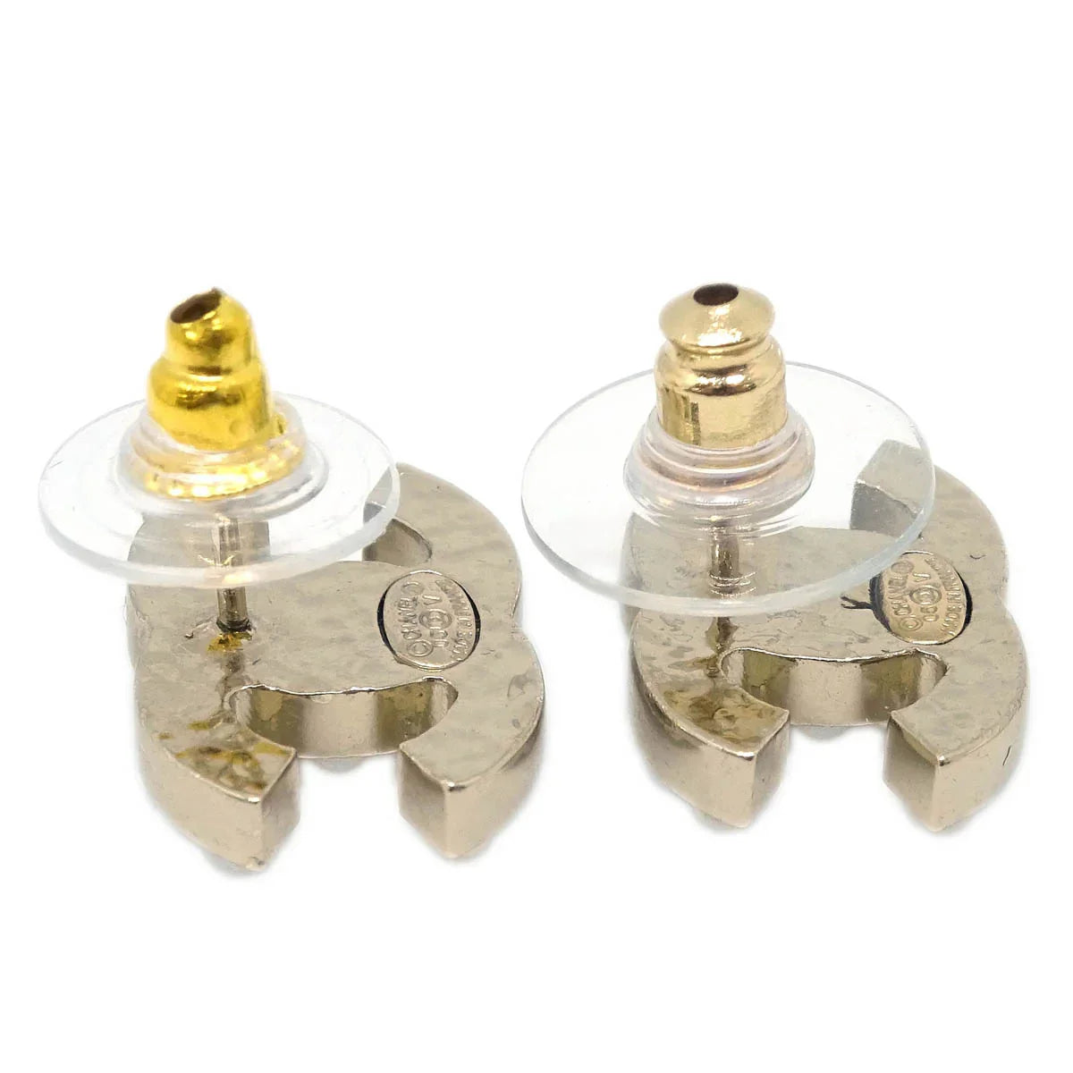 Chanel Piercing Earrings Gold CC Costume Pearl 05V