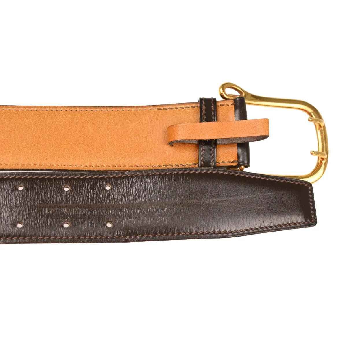 Hermes 1976 Ebene Natural Box Calf Belt Small Good