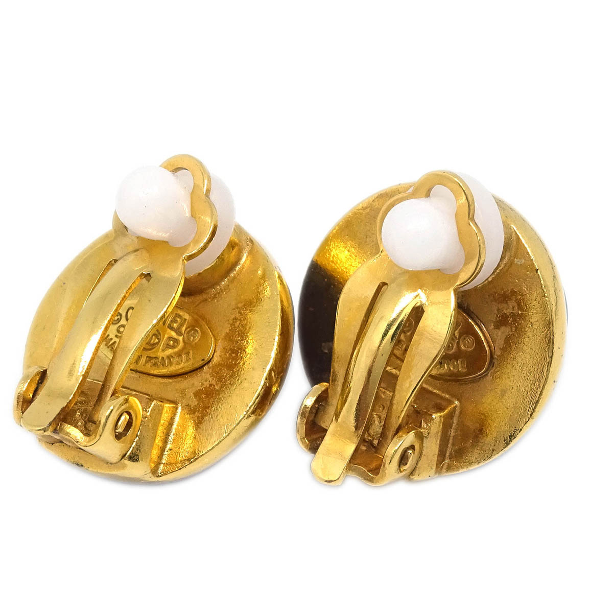 Chanel Gripoix Button Earrings Purple Clip-On 99P