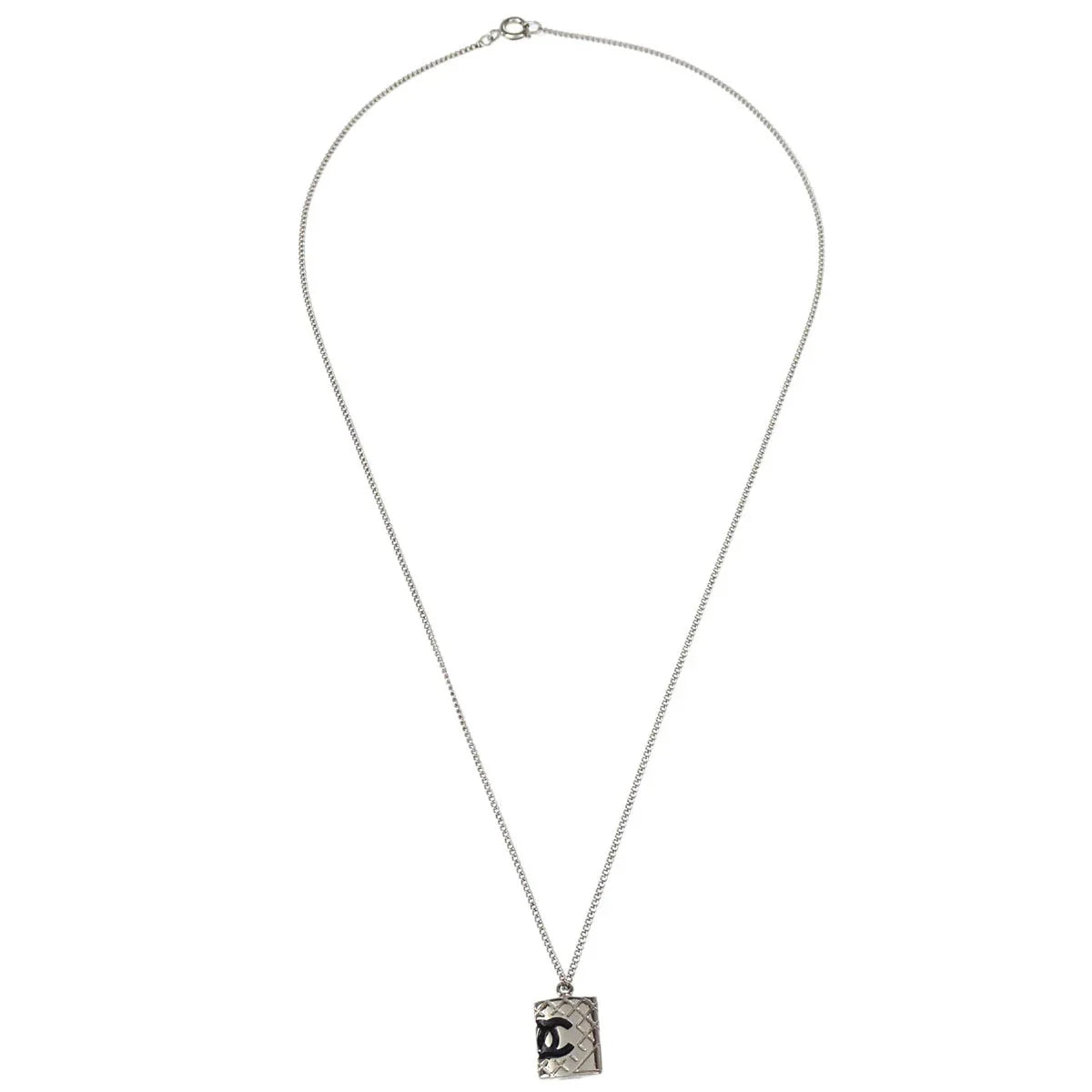 Chanel Cambon Ligne Chain Necklace Pendant Silver 05C