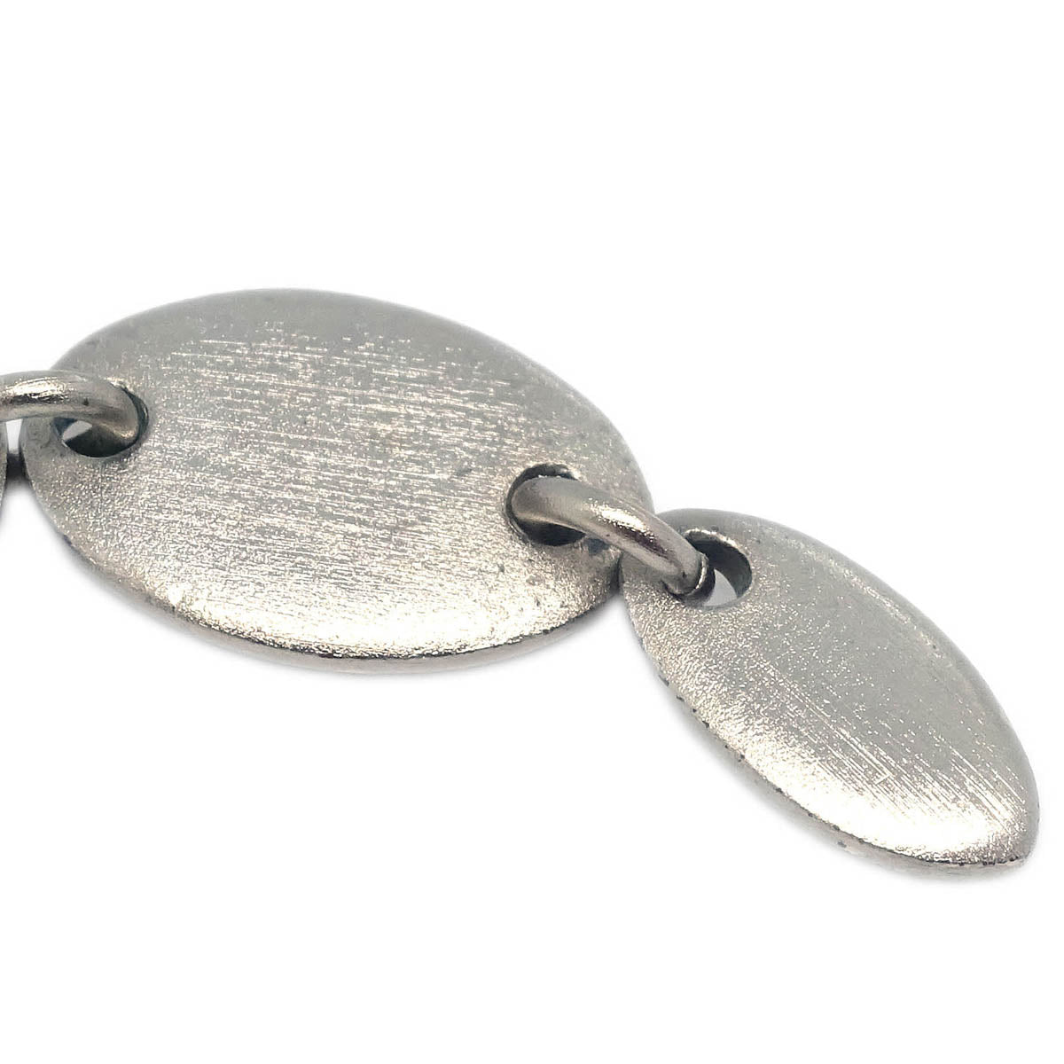 Chanel Button Silver Dangle Piercing Earrings 99A