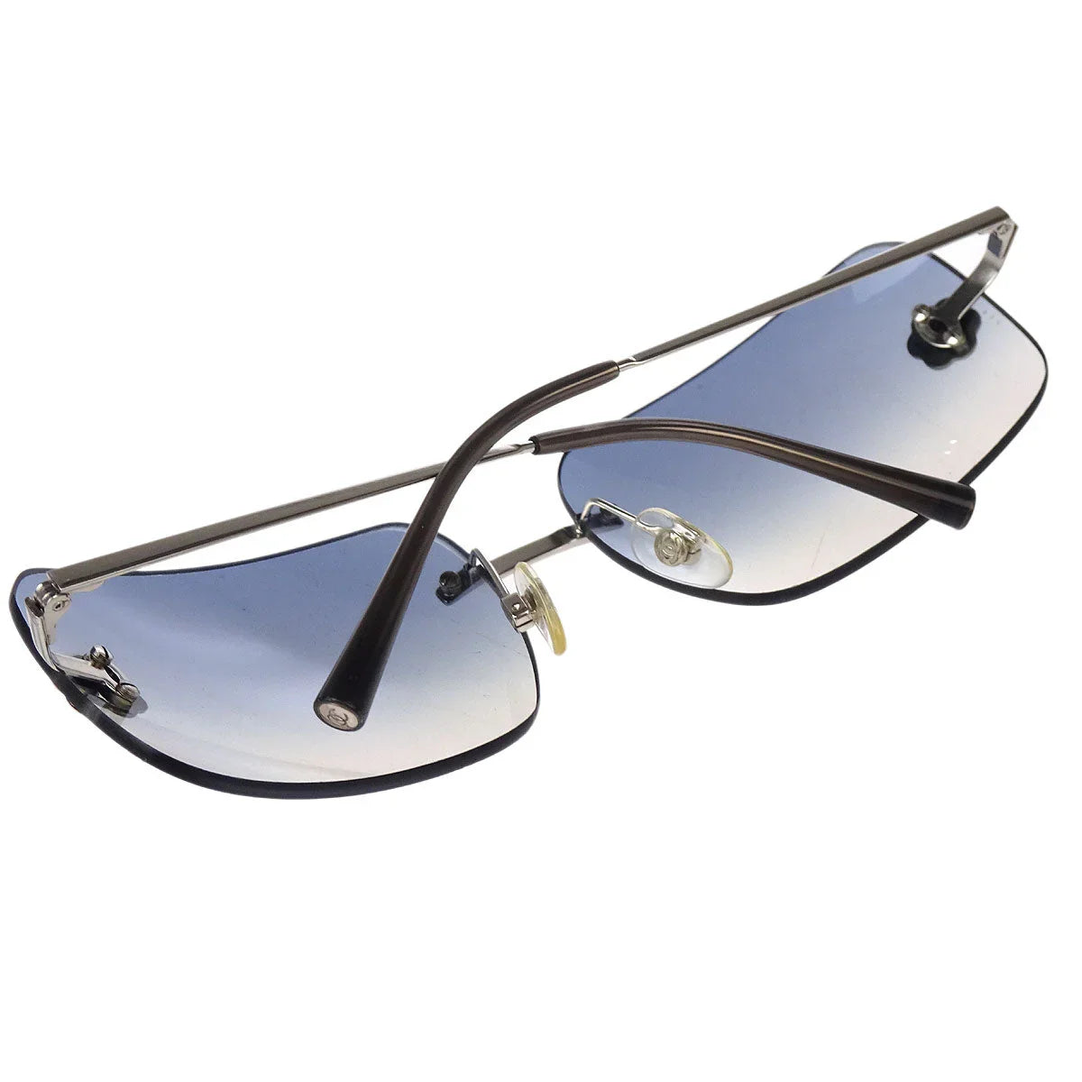 Chanel Sunglasses Eyewear Blue Silver Small Good