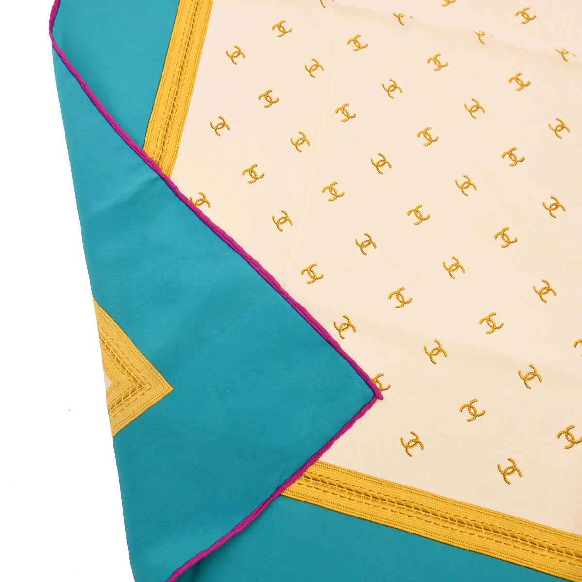 Chanel Turquoise Blue Scarf Small Good