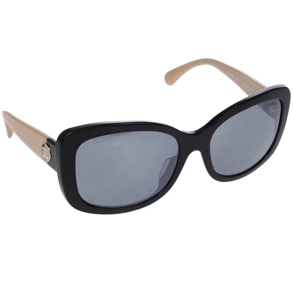 Chanel Sunglasses Eyewear Black Beige Small Good