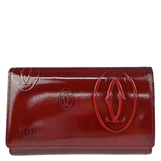 Cartier Bifold Wallet Happy Birthday Bordeaux Patent Leather