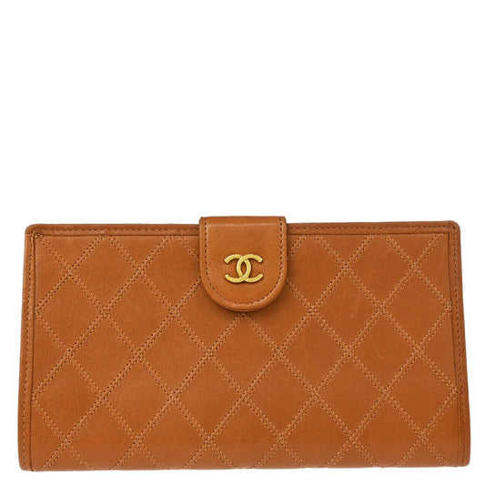 Chanel 1994-1996 Brown Lambskin Bicolore Wallet