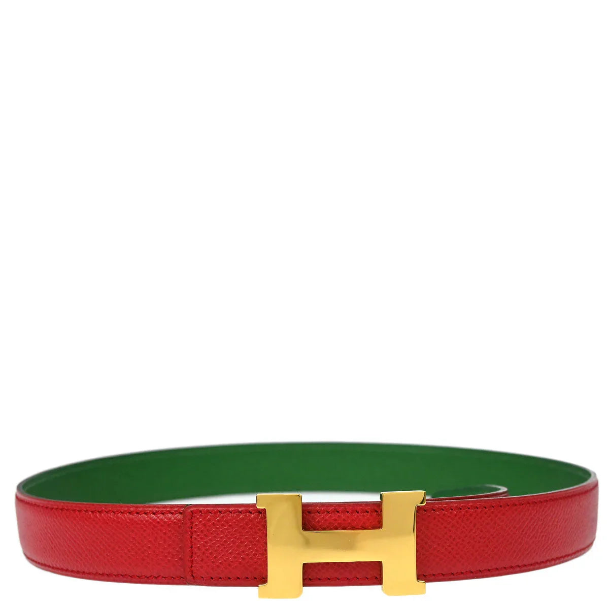 Hermes Red Courchevel Constance Reversible Belt #65 Small Good