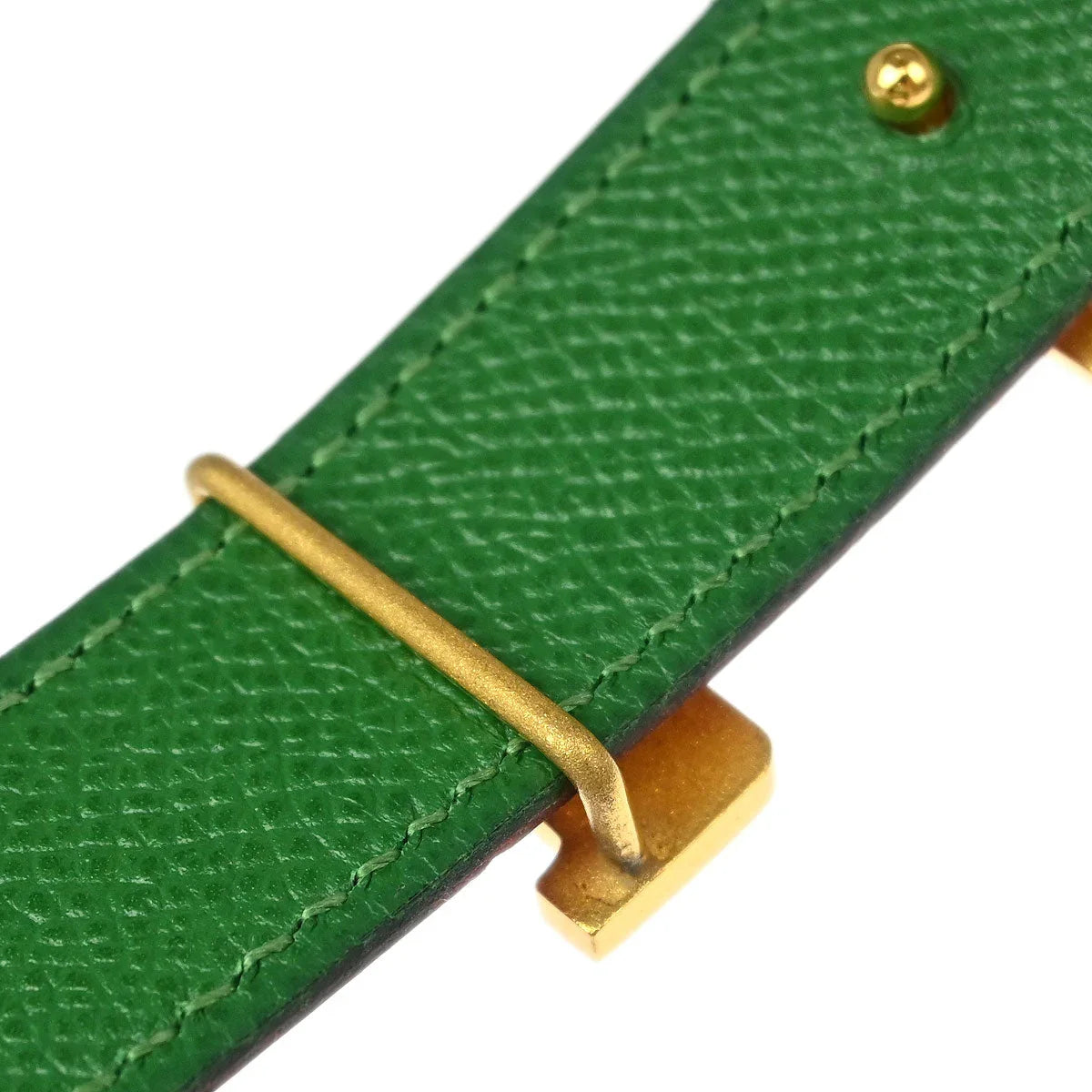 Hermes Red Courchevel Constance Reversible Belt #65 Small Good