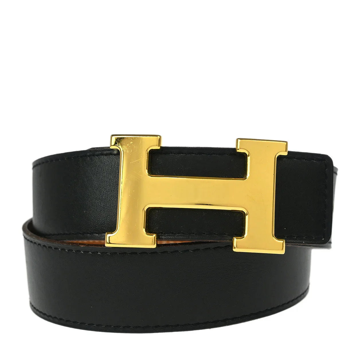 Hermes 2003 Black Box Calf Constance Reversible Belt #70 Small Good