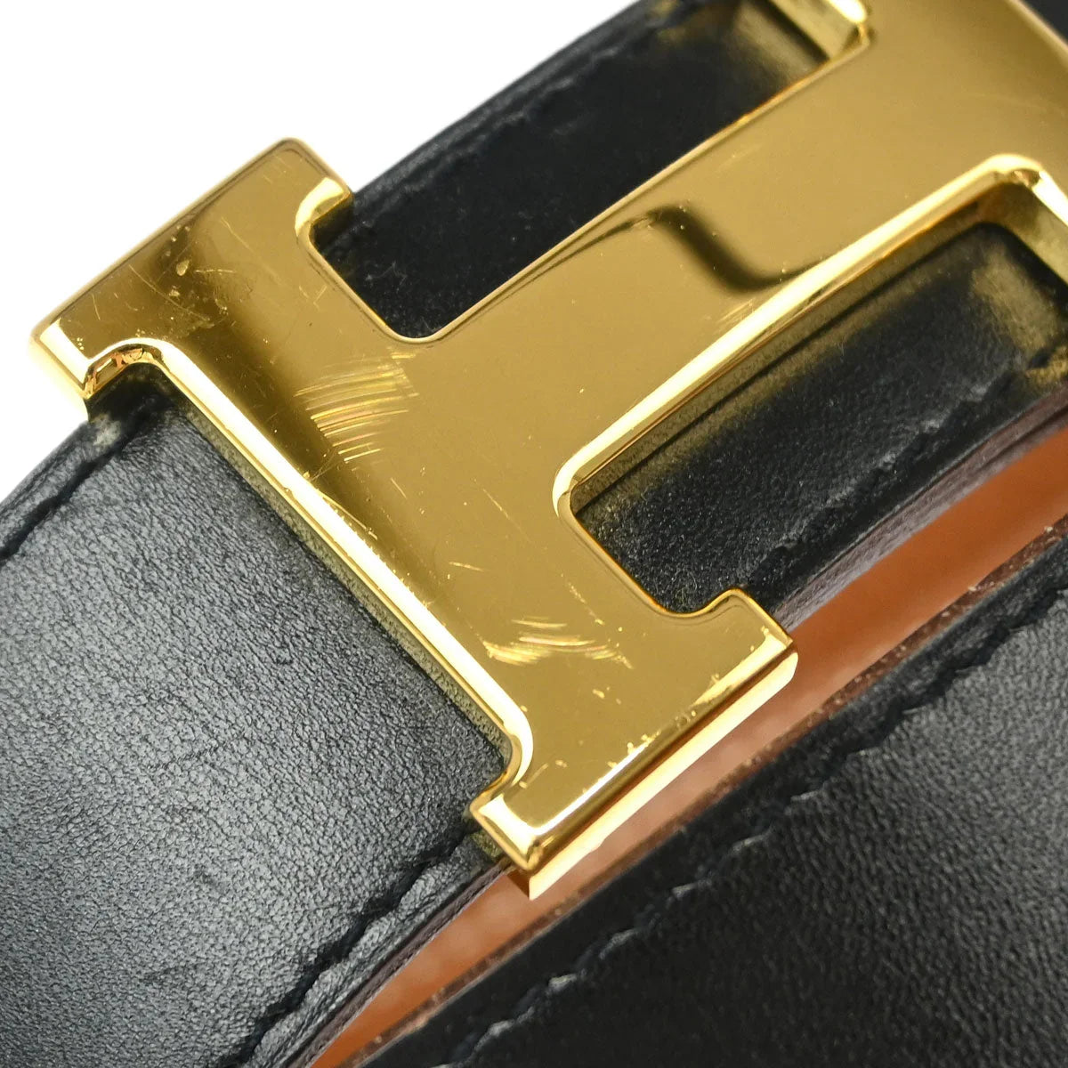 Hermes 2003 Black Box Calf Constance Reversible Belt #70 Small Good