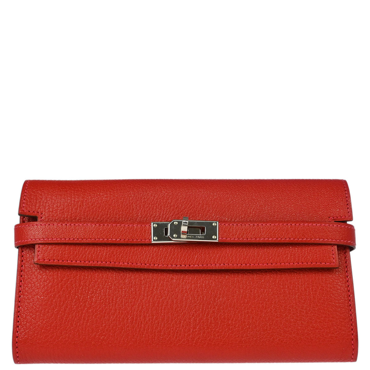 Hermes 2008 Rouge Venitienne Chevre Mysore Kelly Wallet Purse