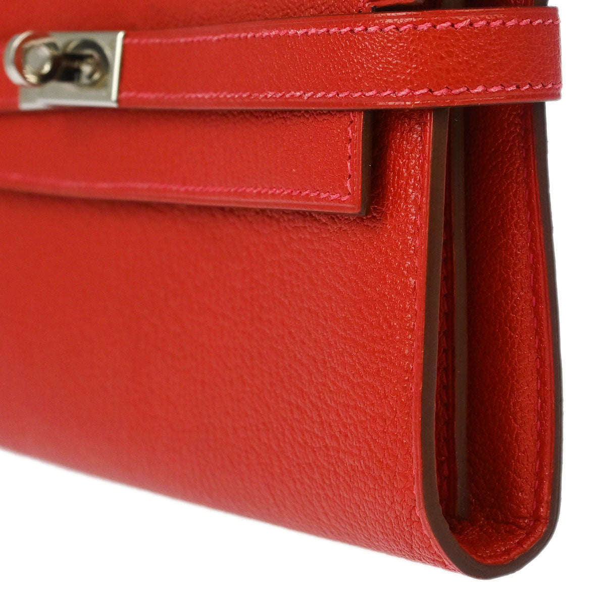 Hermes 2008 Rouge Venitienne Chevre Mysore Kelly Wallet Purse