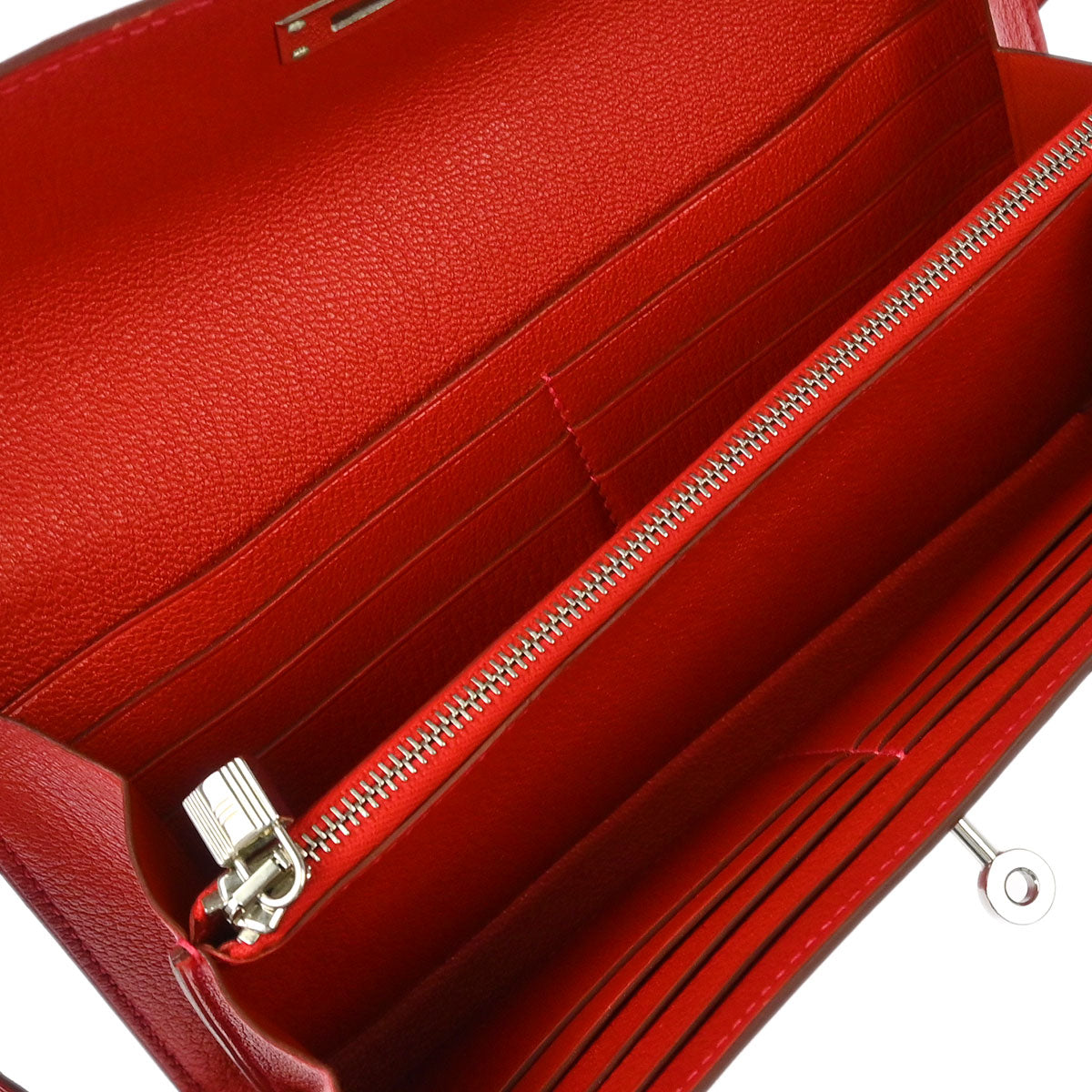 Hermes 2008 Rouge Venitienne Chevre Mysore Kelly Wallet Purse