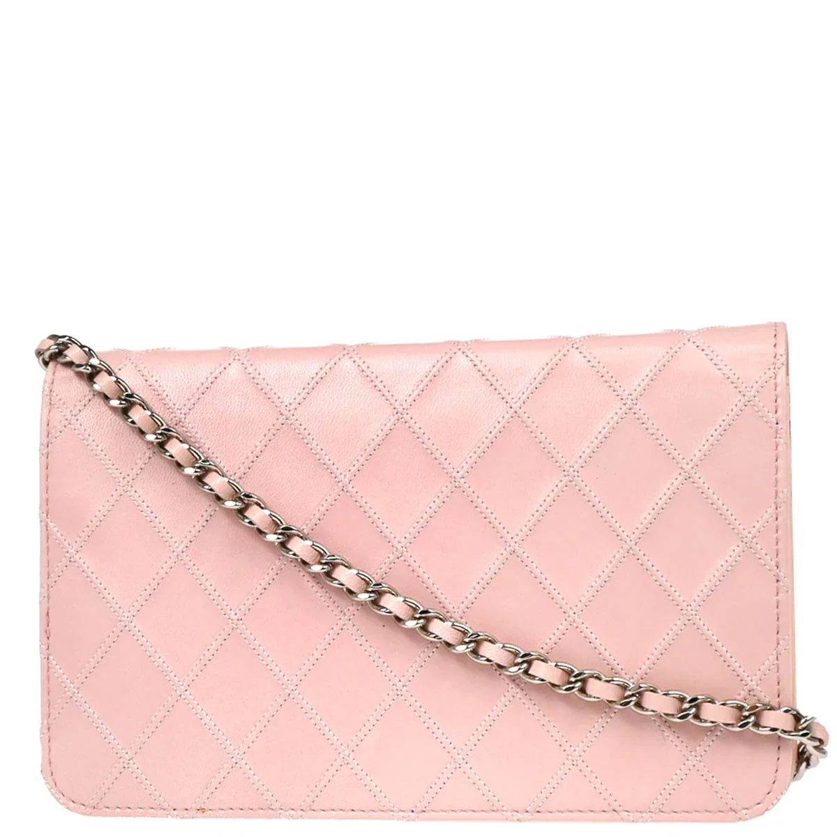 Chanel 2009-2010 Pink Calfskin Bicolore WOC Shoulder Wallet Bag