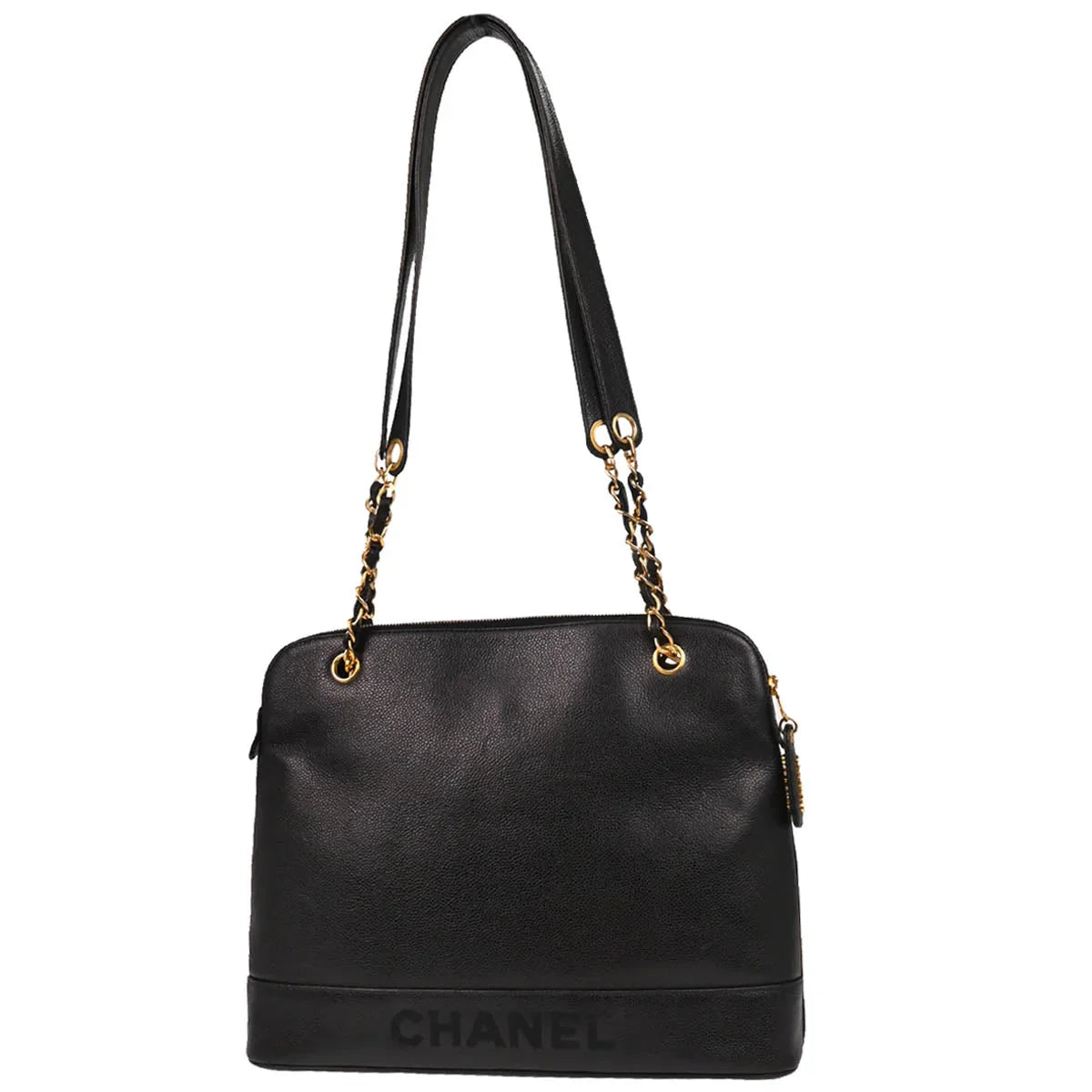 Chanel 1996-1997 Black Caviar Tote Shoulder Bag